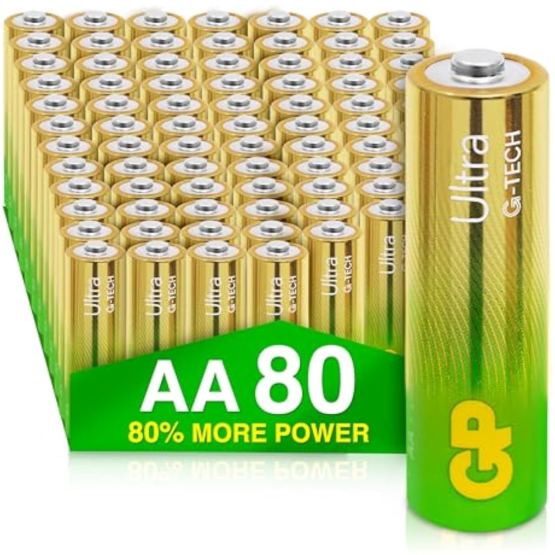 GP Ultra Alkaline AA Batteries (80 Pack) – Long Lasting 1.5V LR06