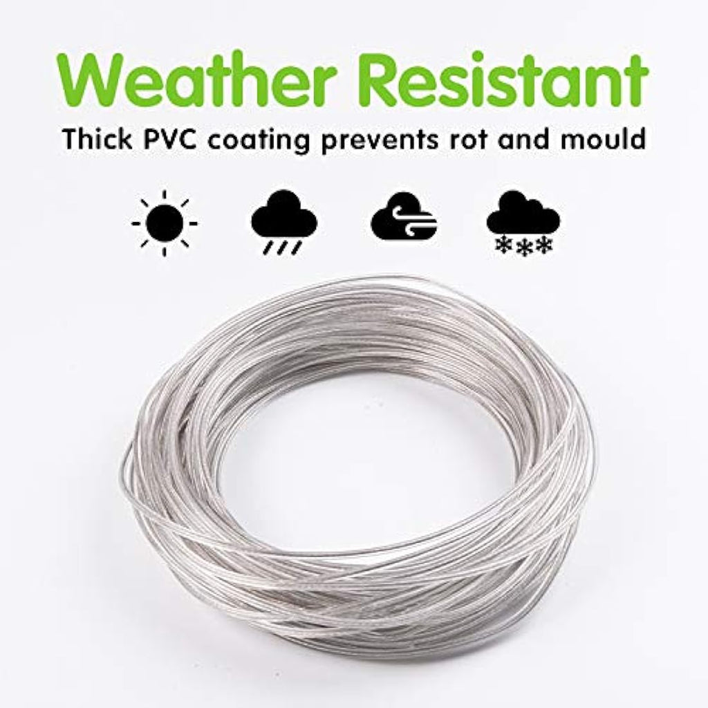 Jolof Store 30m Heavy Duty Steel Core Clothes Line - White PVC Cover
