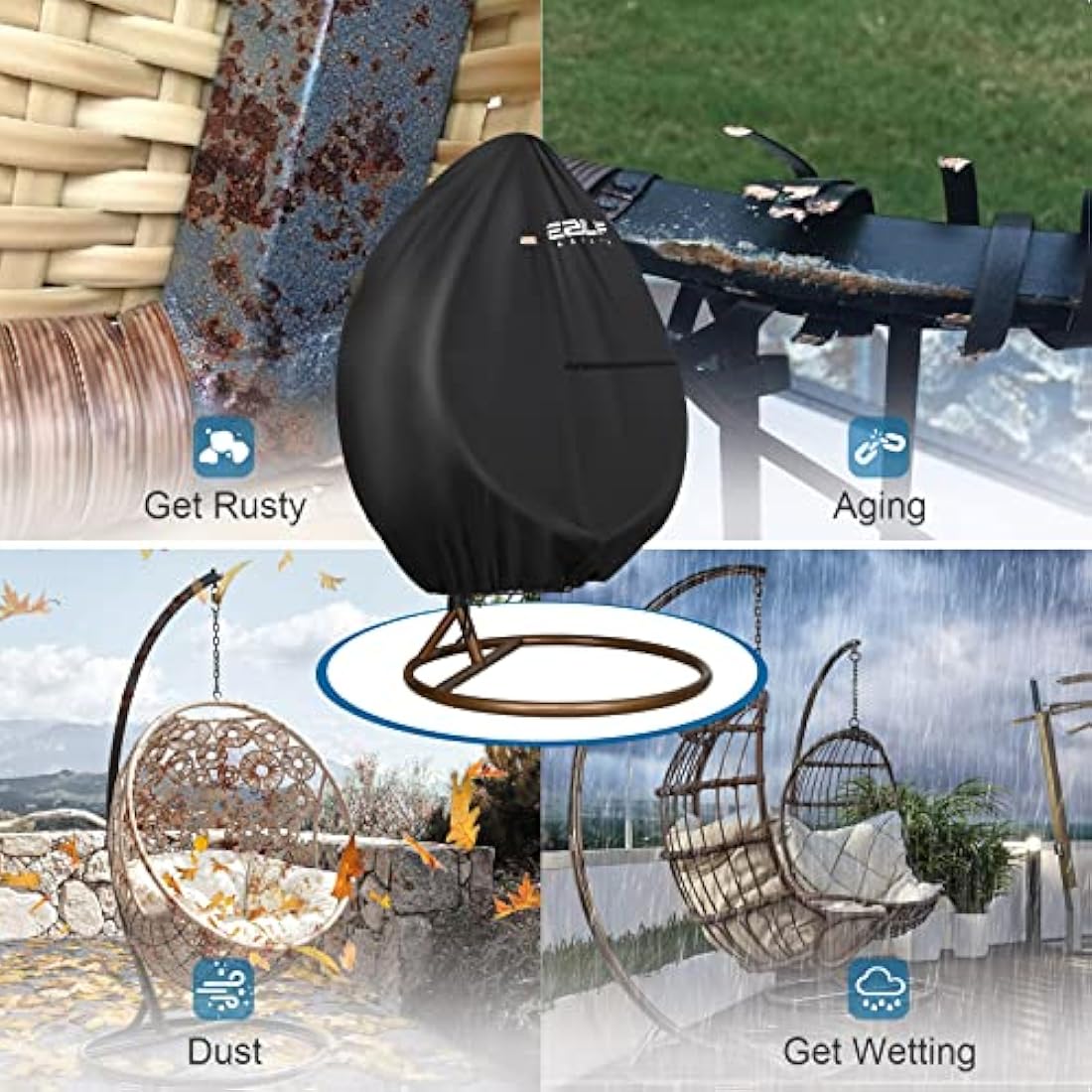 Ezilif Egg Chair Cover | 420D Heavy Duty Waterproof Hanging Swing Cover