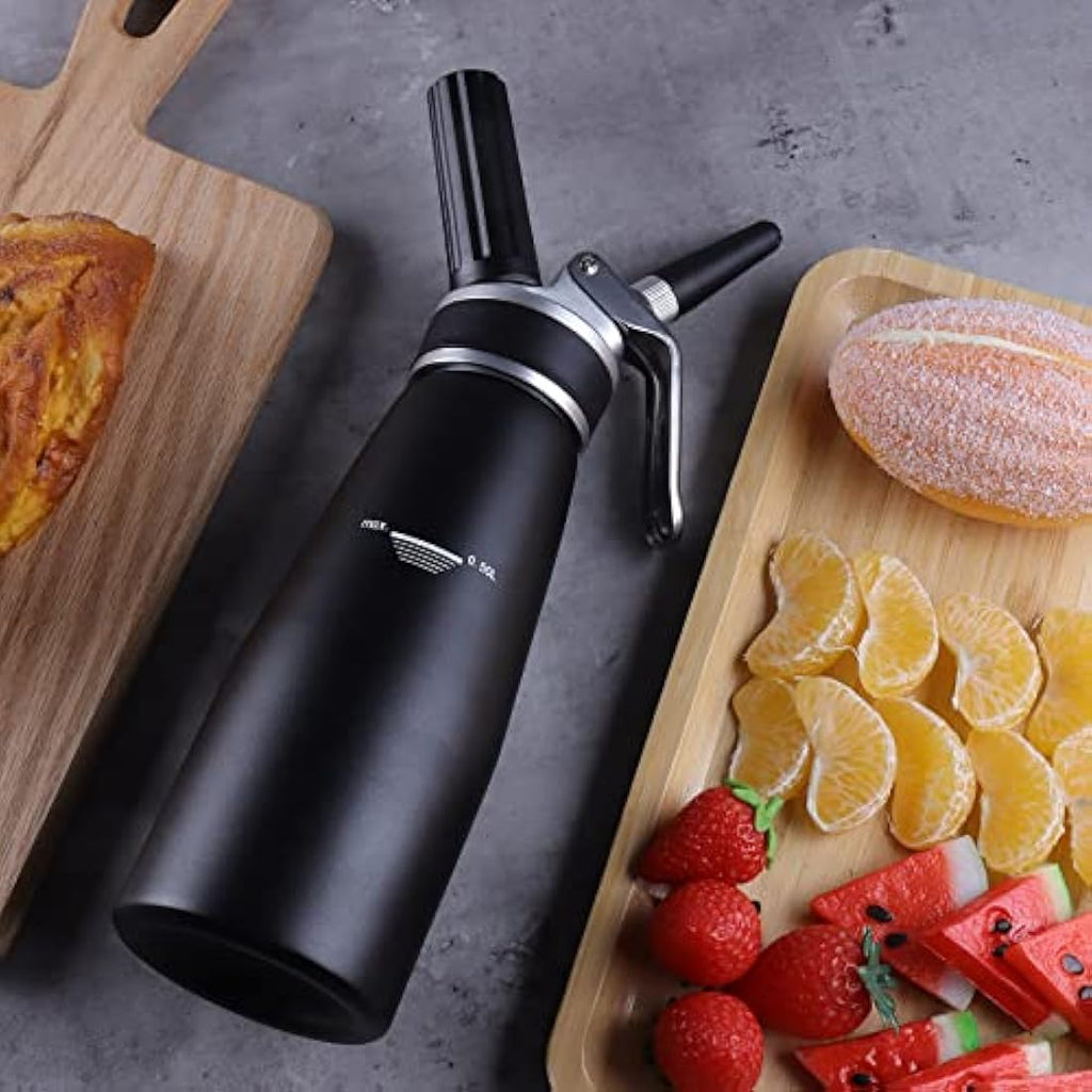 Sivaphe 500ml Aluminum Whipped Cream Dispenser with 3 Decorating Nozzles