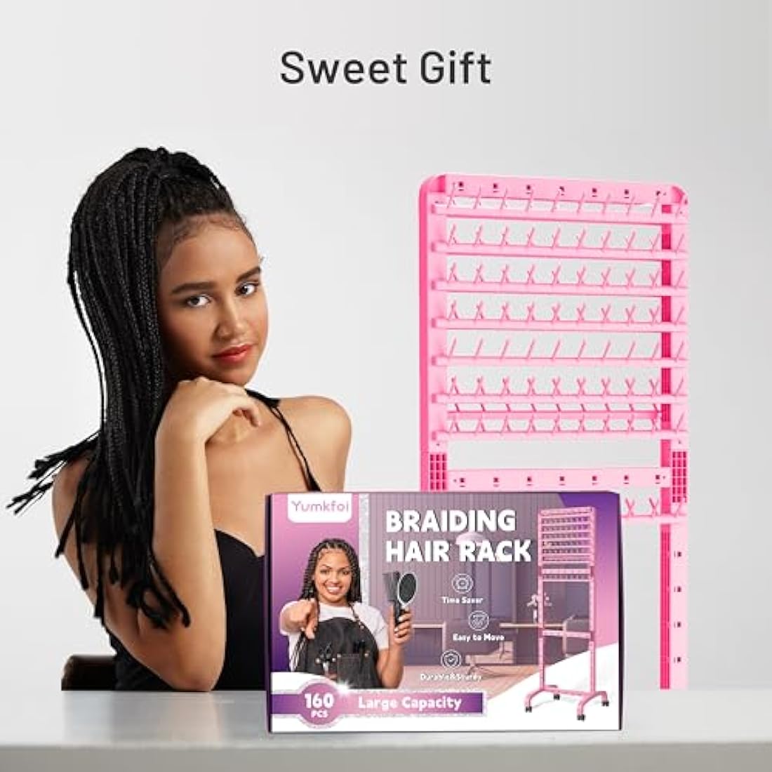 Jolof Store 160 Peg Braiding Hair Rack | Adjustable Movable Braid Stand