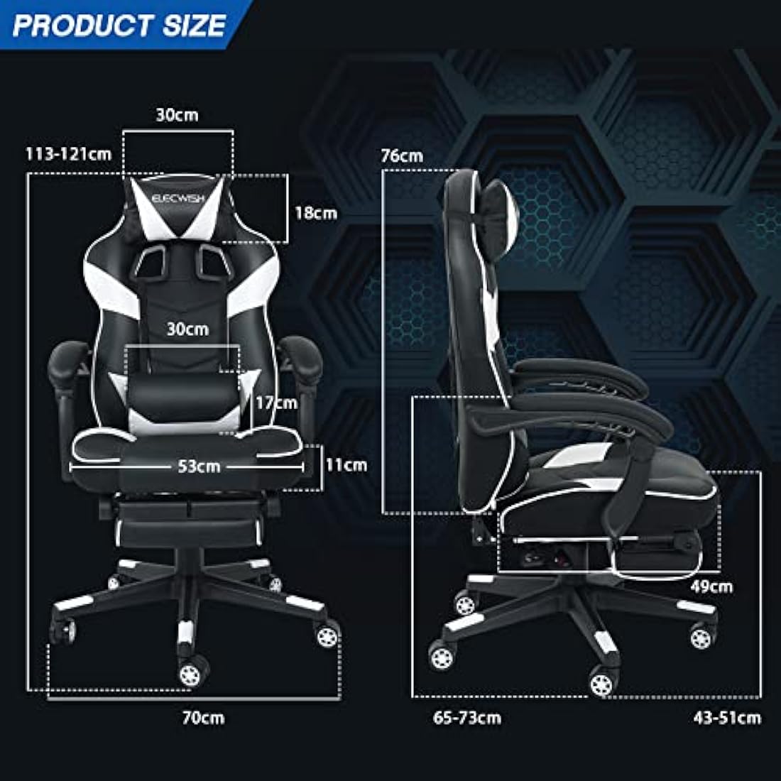 Fullwatt Gaming Chair with Footrest – Ergonomic PU Leather Desk Chair