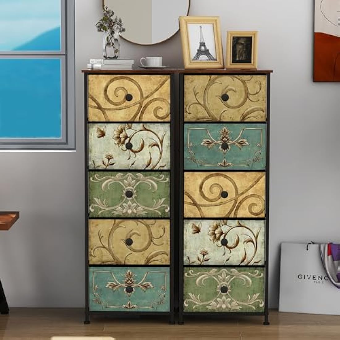 VEDECASA 5-Drawer Slim Fabric Dresser – Retro Tall Storage Tower