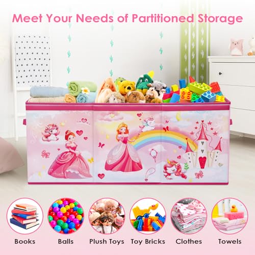 Decalsweet Princess Extra Large Toy Storage Box with Lid - Foldable Oxford Chest