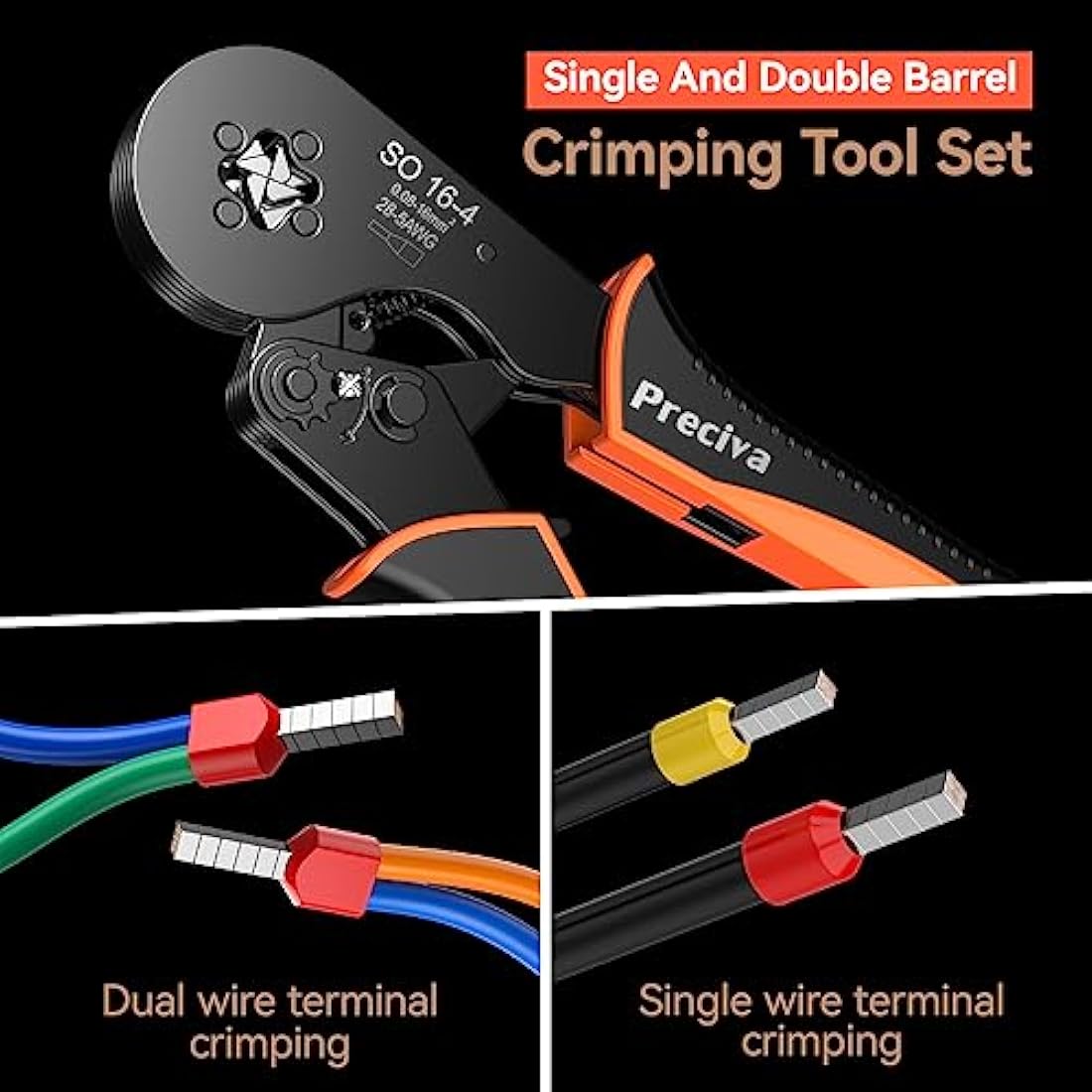 Preciva Ferrule Crimping Tool Kit | 0.08-16mm² Ratchet Plier with 1200pcs