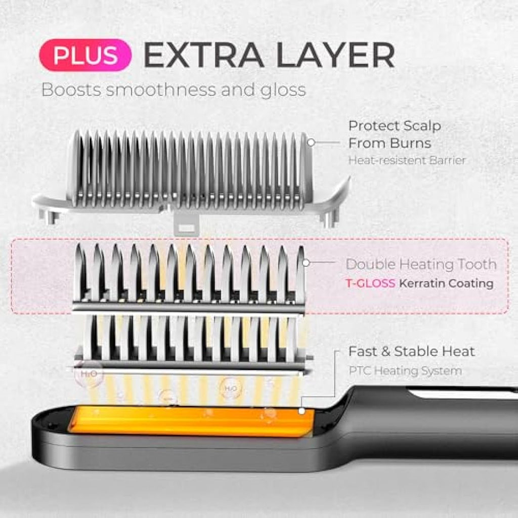 TYMO Hair Straightener Comb Plus – Nano Titanium Ionic Styling Brush