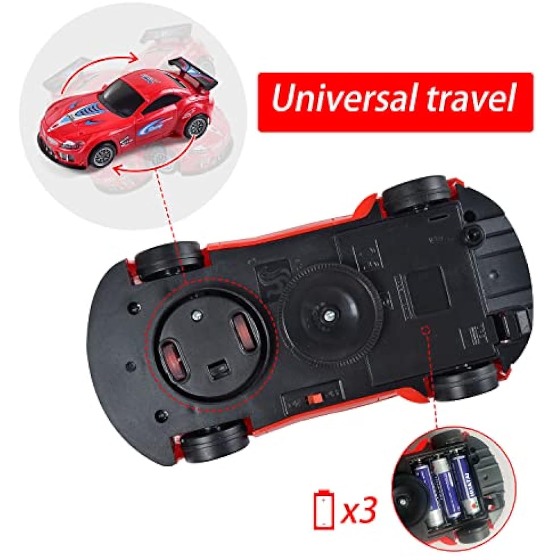 Jolof Store Transforming Car Toy with Lights and Sound - 1:36 Red
