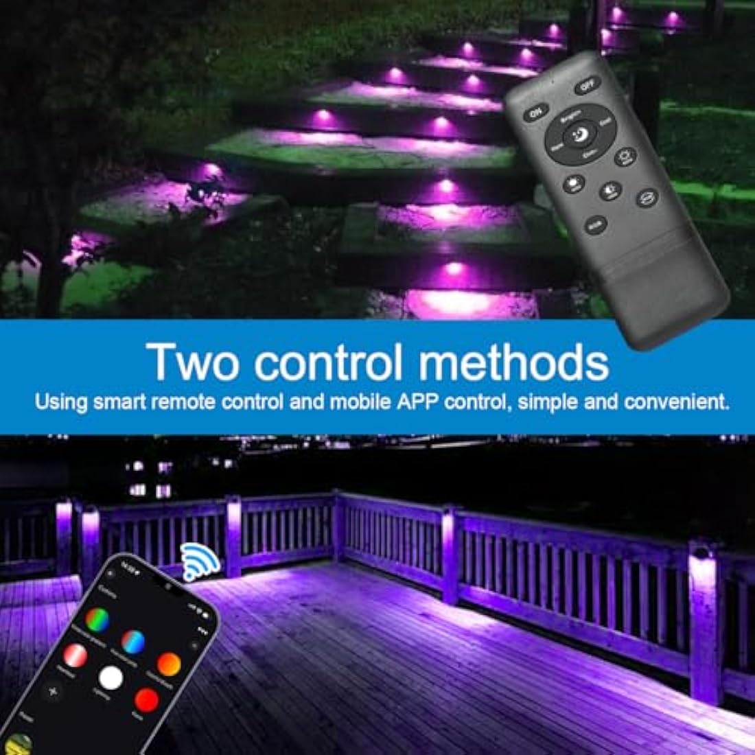 GEYUEYA RGB LED Deck Lights – Bluetooth App Control IP67 Waterproof 20pk