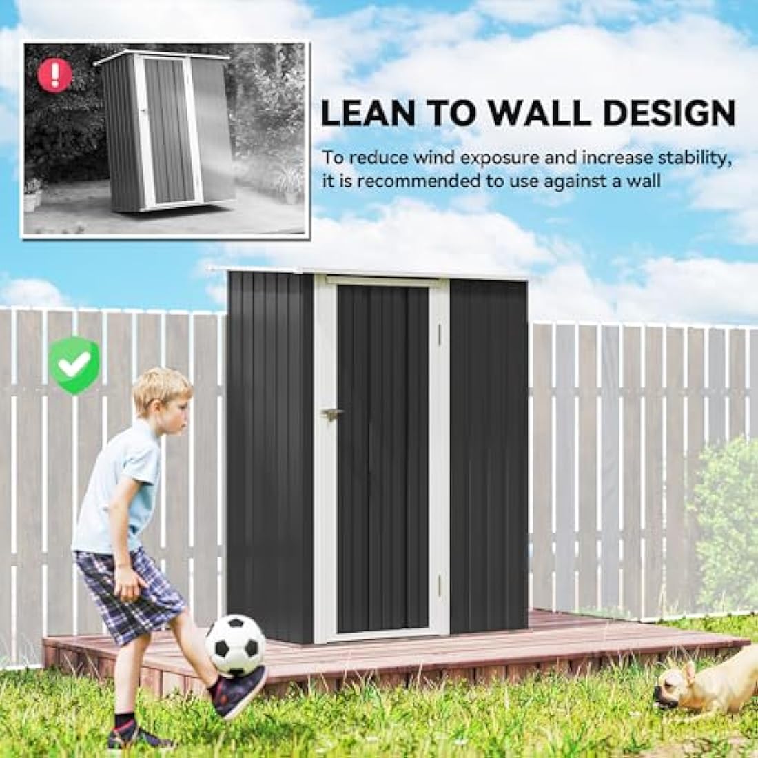 Jolof Store 5x3ft Metal Garden Storage Shed | Sloped Roof Tool Shed