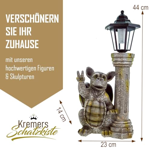 Udo Schmidt Dragon Child Garden Figurine | Solar Lantern Gargoyle