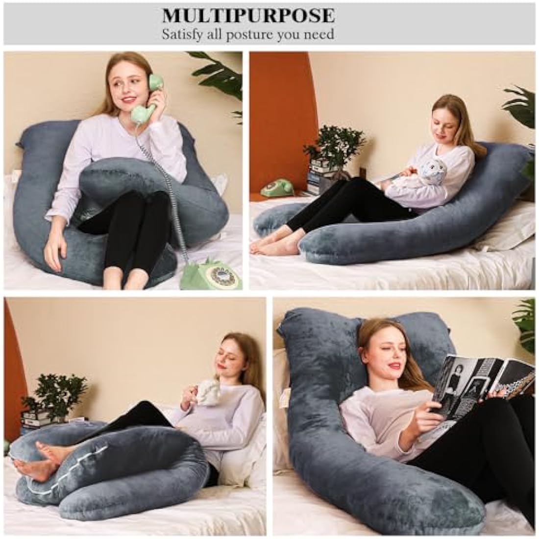 Jolof Store U-Shaped Pregnancy Pillow – 55 Inch Velvet Body Pillow