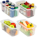 Kurtzy Clear Plastic Fridge Storage Containers with Handles - 4 Pack
