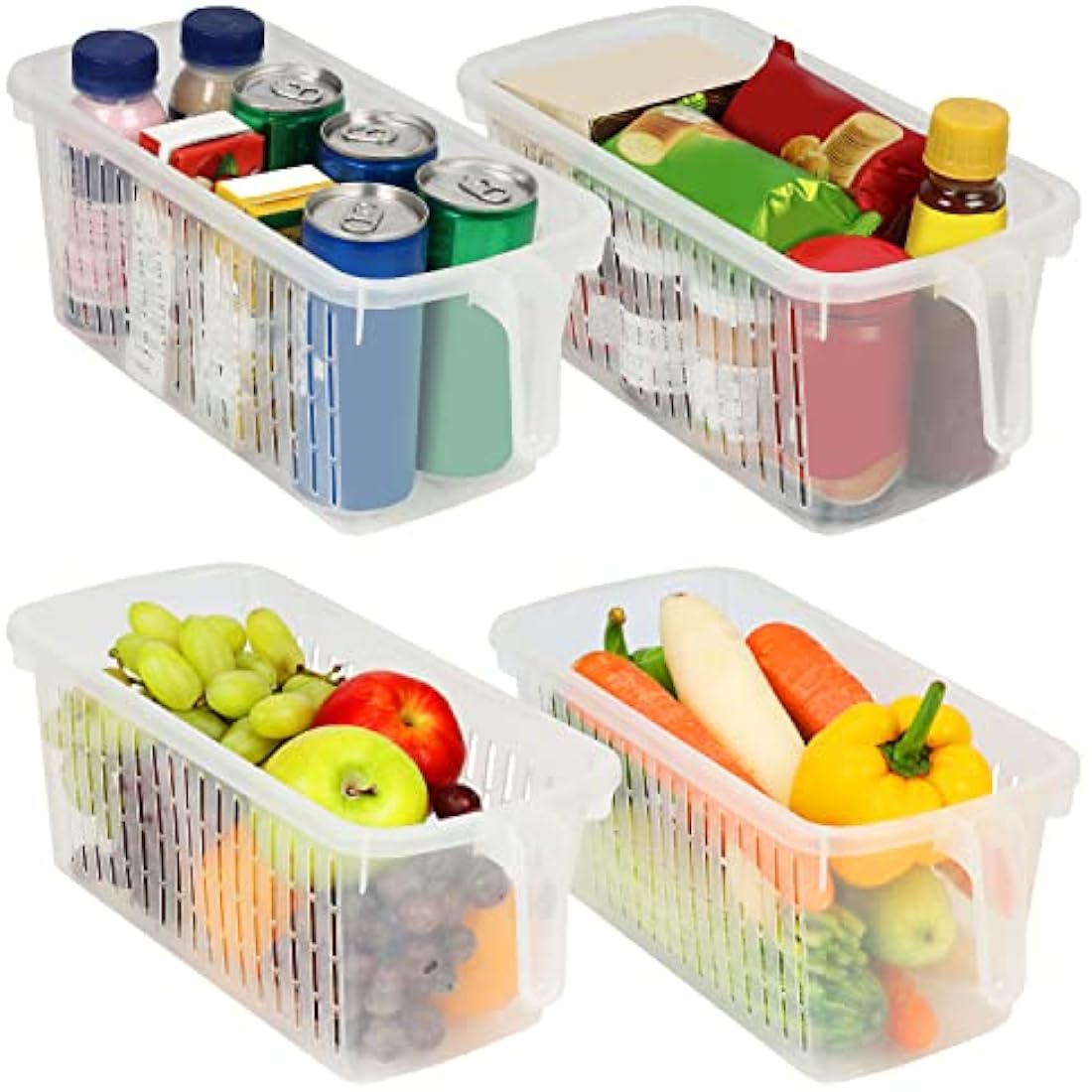 Kurtzy Clear Plastic Fridge Storage Containers with Handles - 4 Pack
