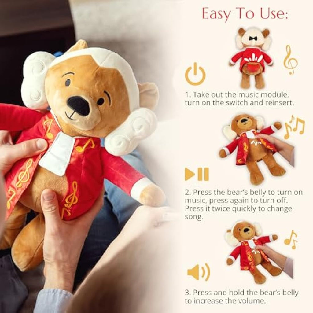 Vosego Mozart Musical Plush Bear – 40 Mins of Classical Music Toy
