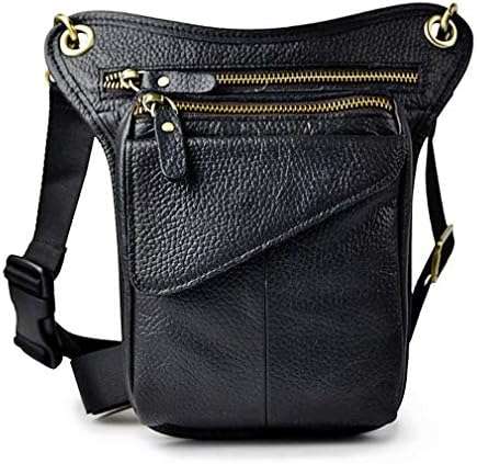 Jolof Store Leather Drop Leg Bag – Motorcycle Waist Pack for Hiking, Black