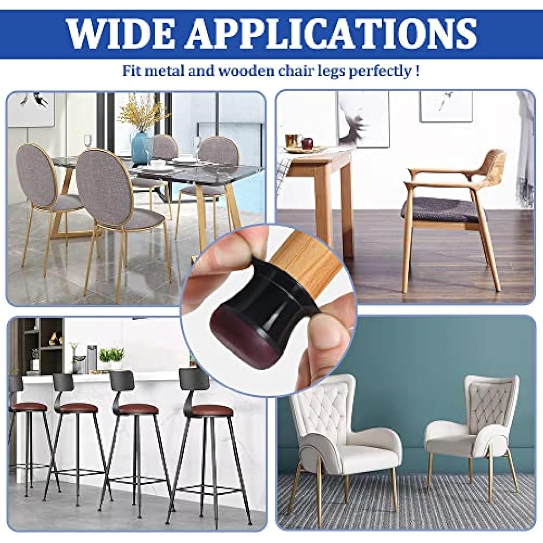 Jolof Store Silicone Chair Leg Floor Protectors for Hardwood – 32 Pcs