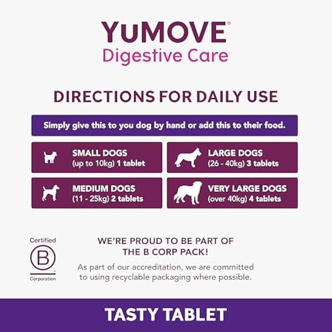 YuMOVE Digestive Care Dog Probiotics for Sensitive Gut Health – 300 Tablets