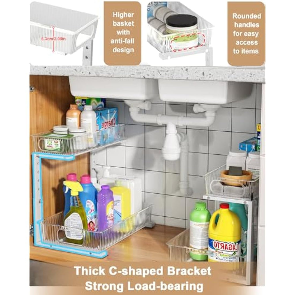UMDONX 2-Pack Under Sink Organiser | 2-Tier Adjustable Metal Storage