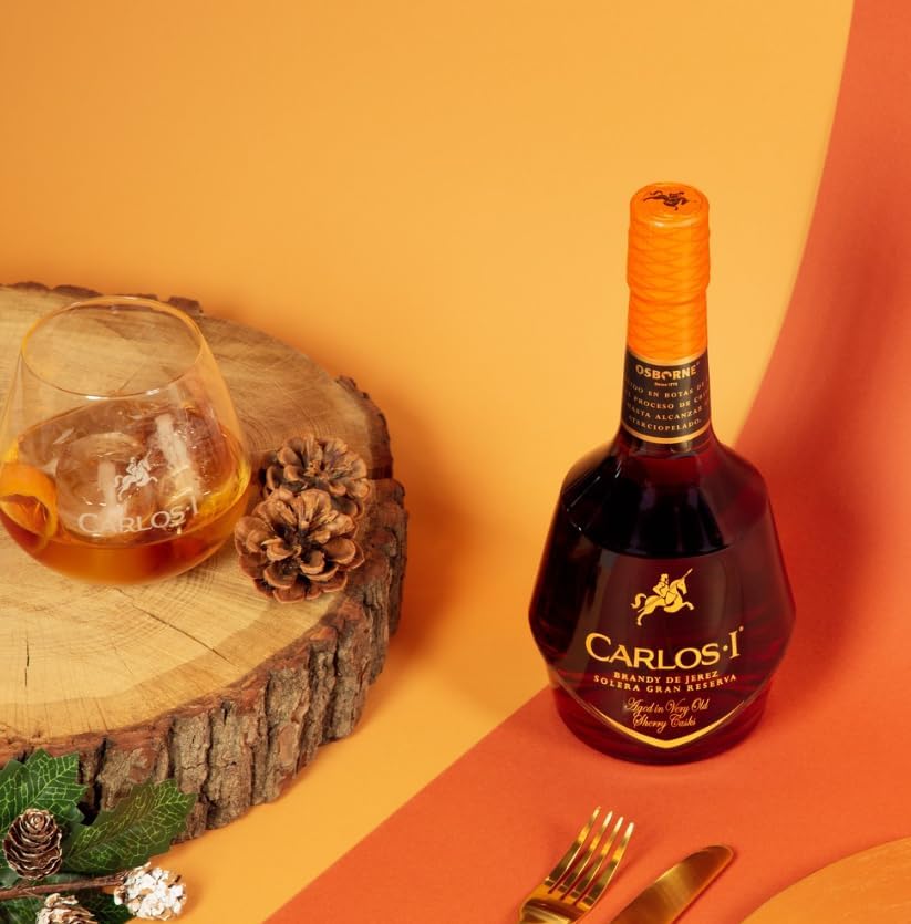 Carlos I Brandy Solera Gran Reserva 1L Gift Pack with Brandy Glass