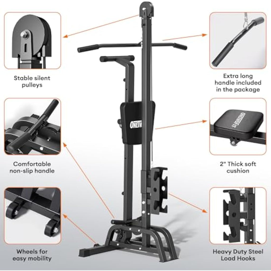 ONETWOFIT 2-in-1 Foldable Rowing Machine & LAT Pull Down Home Gym