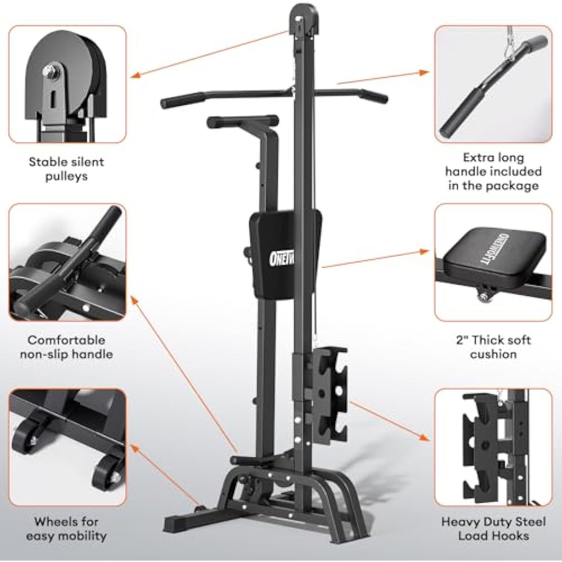 ONETWOFIT 2-in-1 Foldable Rowing Machine & LAT Pull Down Home Gym