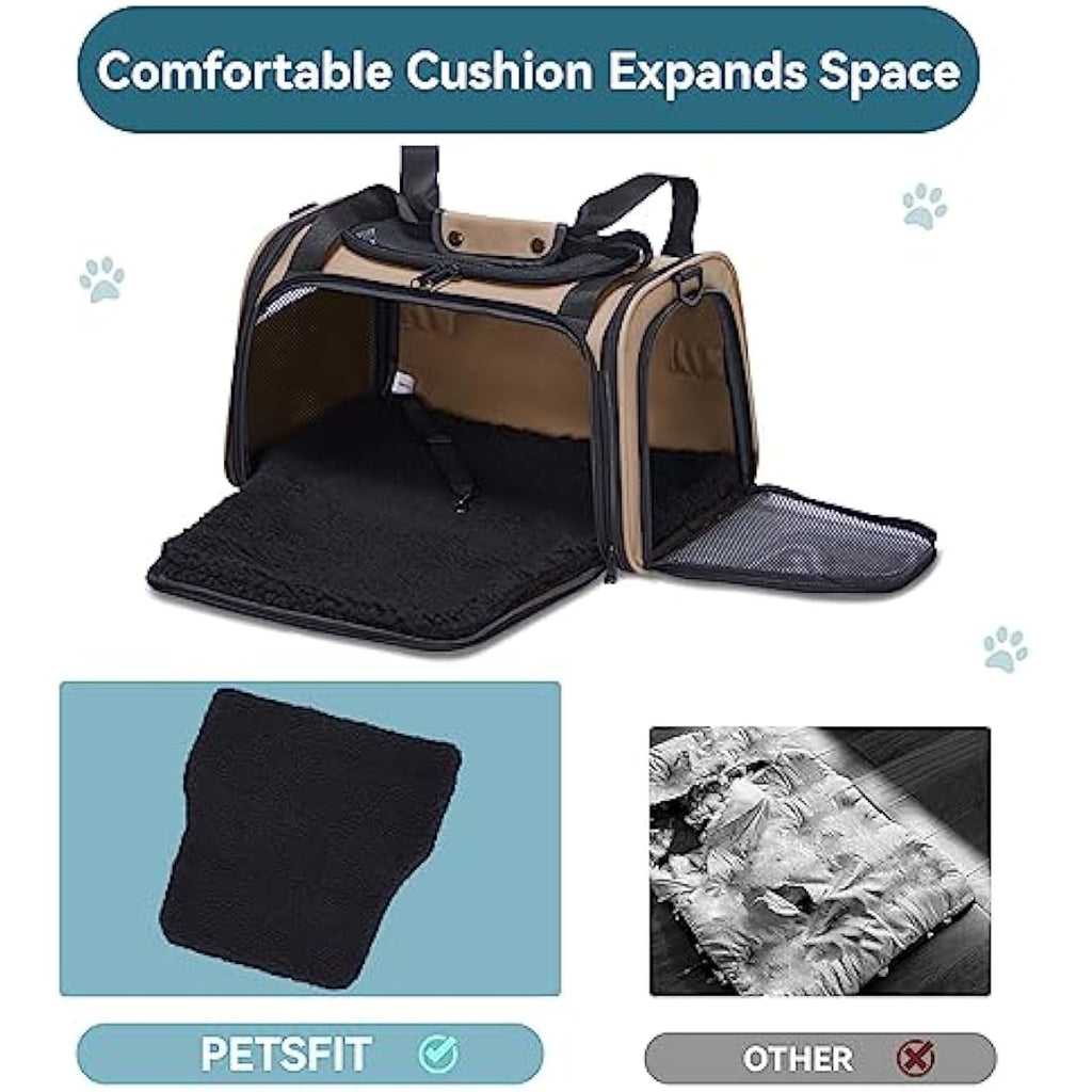 Petsfit Small Dog Travel Carrier | Extendable Fleece Mat – Khaki
