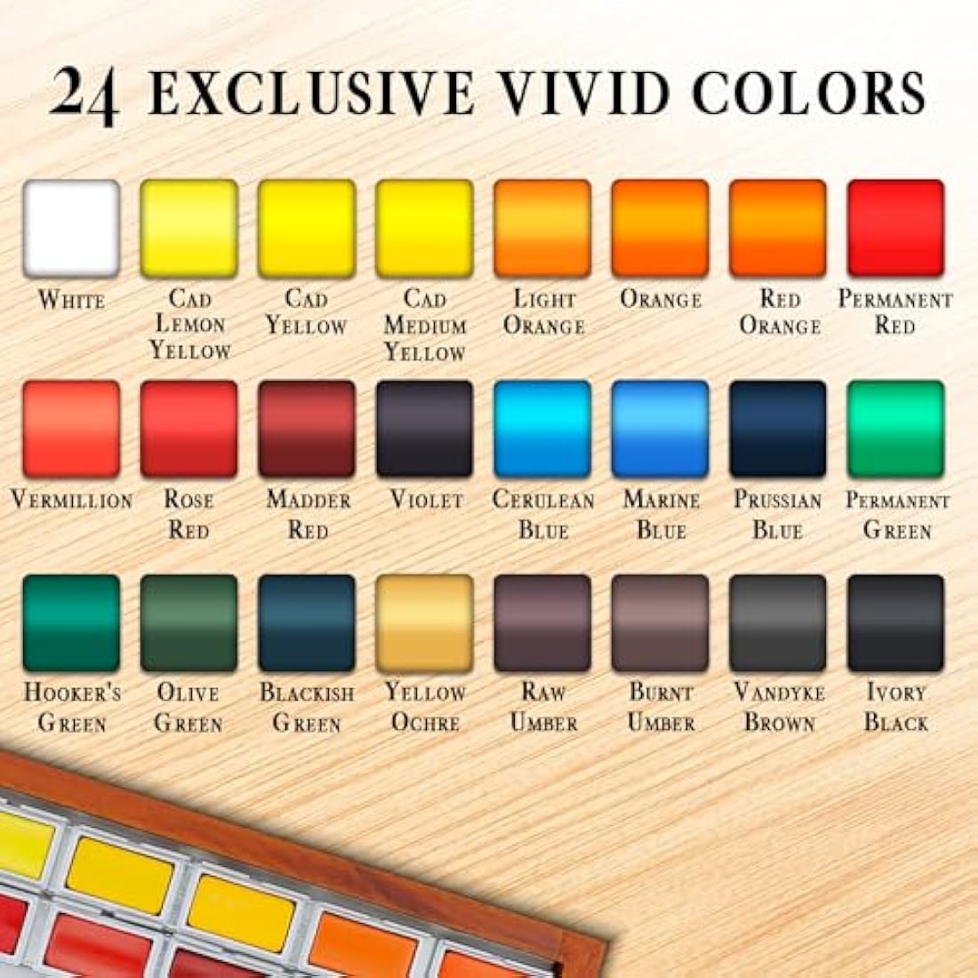 Pinturale Arts Professional Watercolour Paint Set - 24 Large Colours
