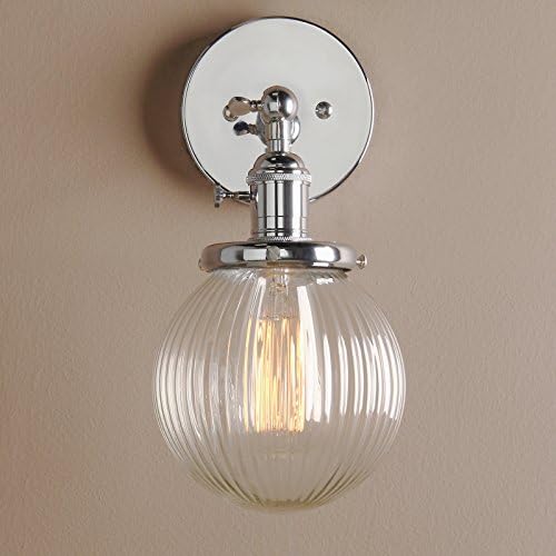 Industrial Ribbed Glass Wall Sconce – Chrome Retro Light