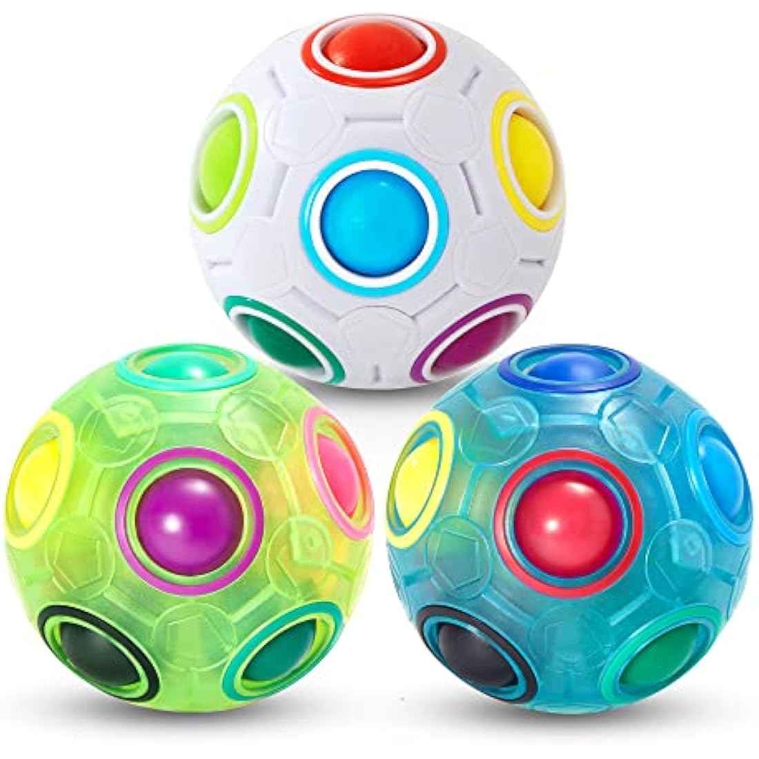 Vdealen Magic Rainbow Puzzle Ball – 3D Fidget Brain Teaser Toy (3 Pack)