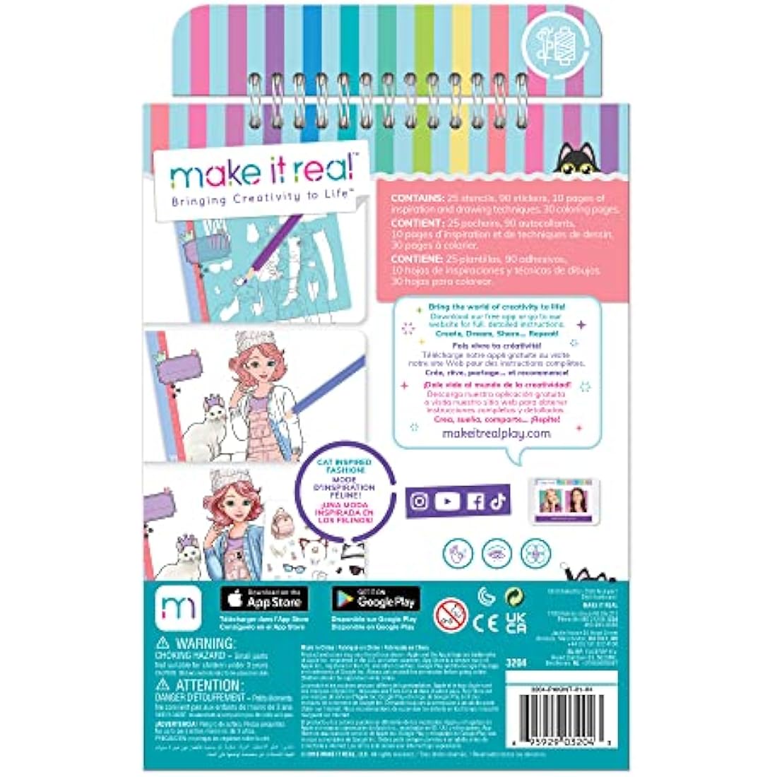 Make It Real Kitty Fashion Sketchbook with Stencils and Stickers