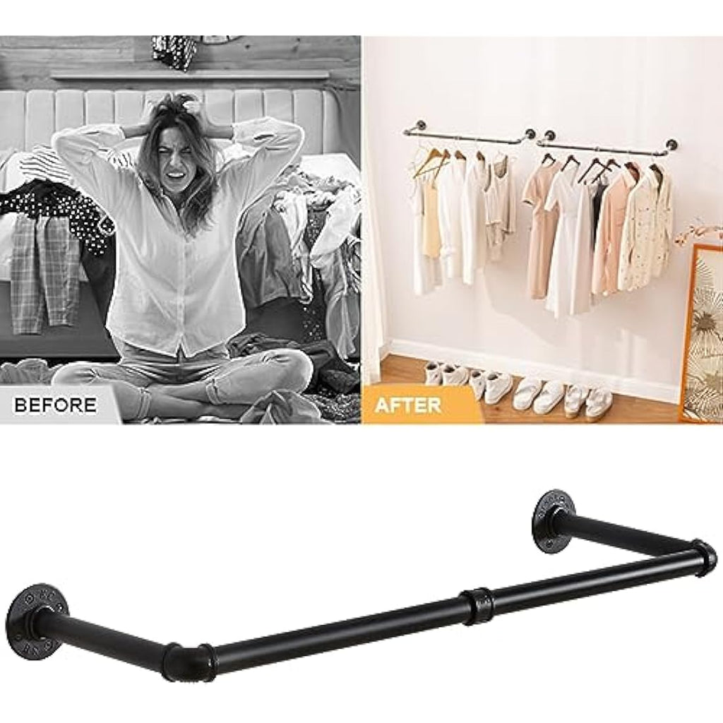 Industrial Pipe Clothes Rail – Set of 2 Heavy Duty 94cm
