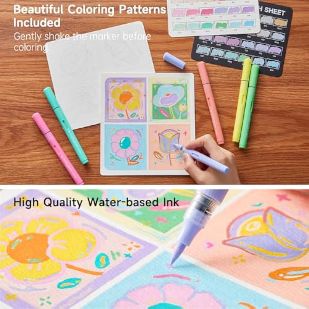 Shuttle Art 24 Pastel Acrylic Paint Pens – Brush Tip Markers for Rock Art