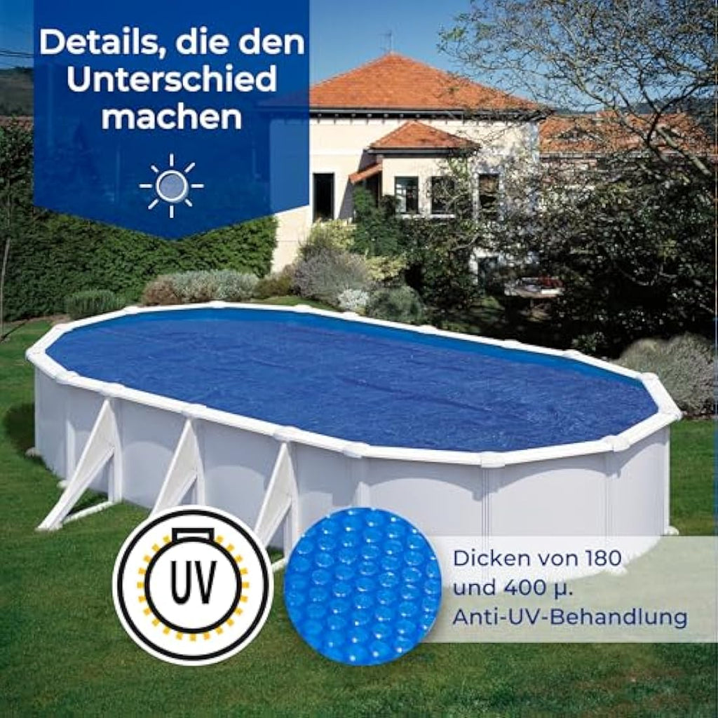 Gre Oval Pool Insulated Summer Cover - Blue Polyethylene 730 x 375 cm