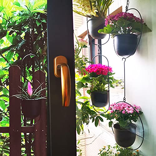 VDYXEW Metal Hanging Planter – Modern Black Ceiling Flower Pot for Indoor