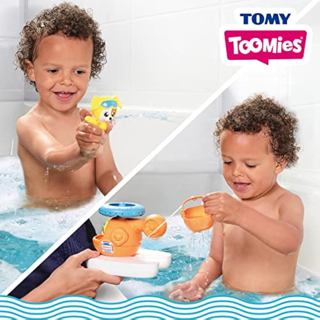 Toomies Splash & Rescue Helicopter Bath Toy with Squirting Pilot