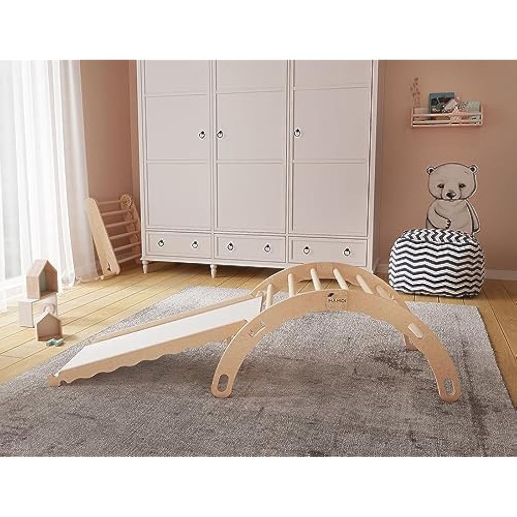 MAMOI Wooden Indoor Climbing Frame – Montessori Baby Gym Rocker Toy