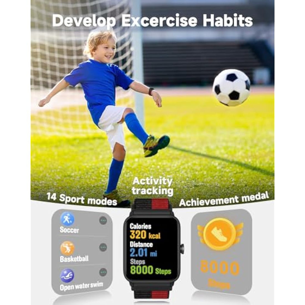 BIGGERFIVE Kids Smart Watch | 1.5" HD Waterproof Fitness Tracker for Ages 5-14