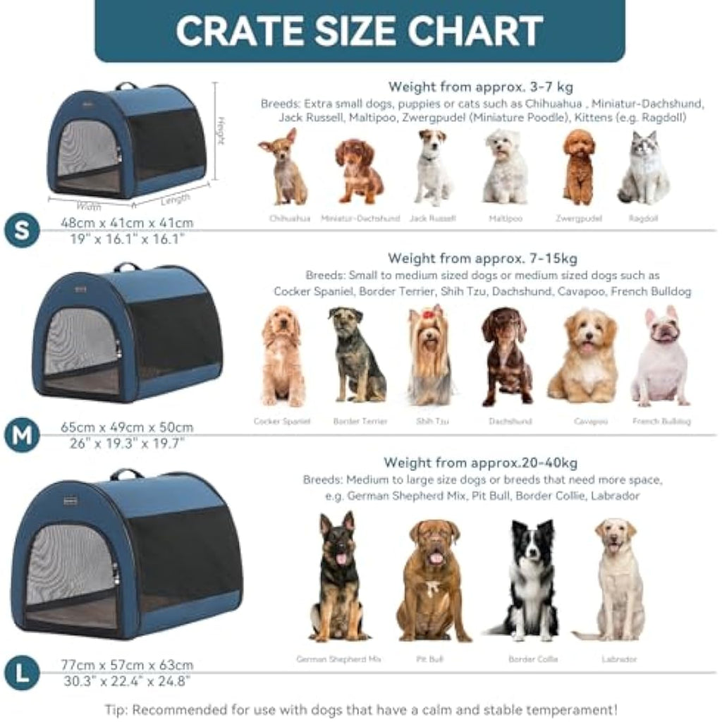 Petsfit Collapsible Soft Dog Crate – Portable Travel Kennel, Navy Blue