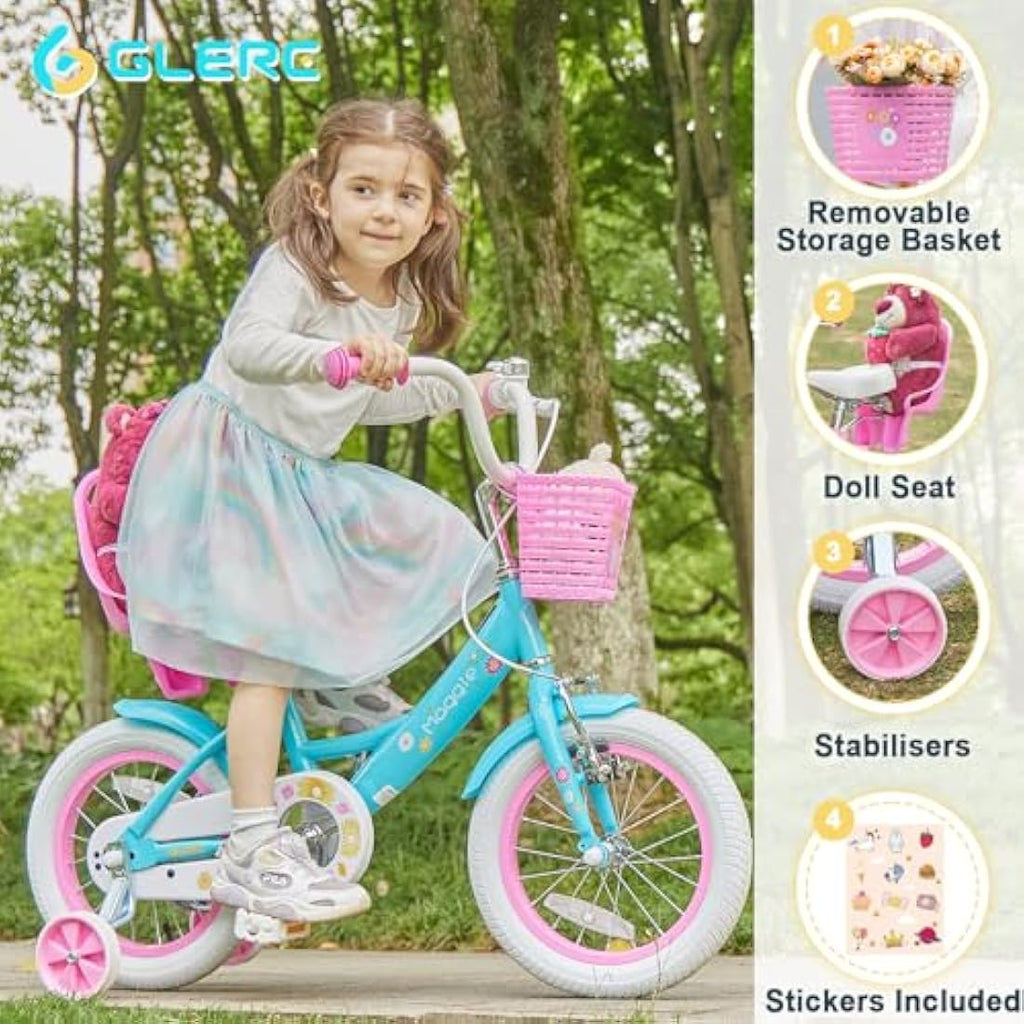 Glerc Maggie 12 Inch Girls Bike with Doll Seat and Basket – Steel Frame