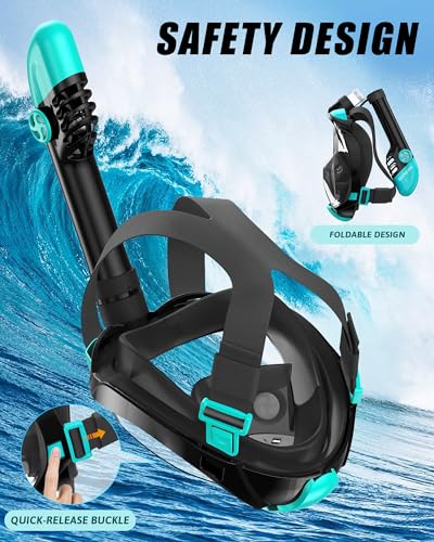 Lealinga Full Face Snorkel Set | Panoramic Mask and Adjustable Fins
