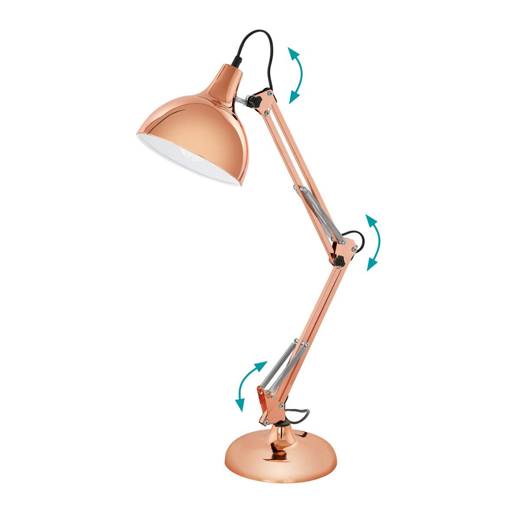 Eglo Borgillio Industrial Copper Desk Lamp – Vintage Steel Table Light