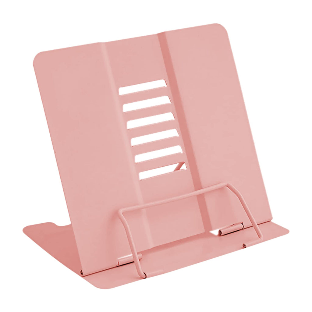 Book Stand, Multifunctional Metal Book Holder for Reading Pink2