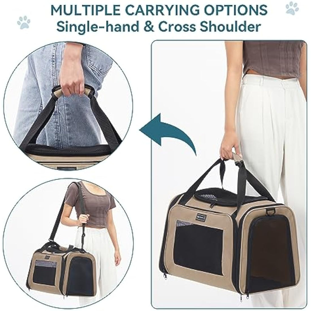 Petsfit Small Dog Travel Carrier | Extendable Fleece Mat – Khaki
