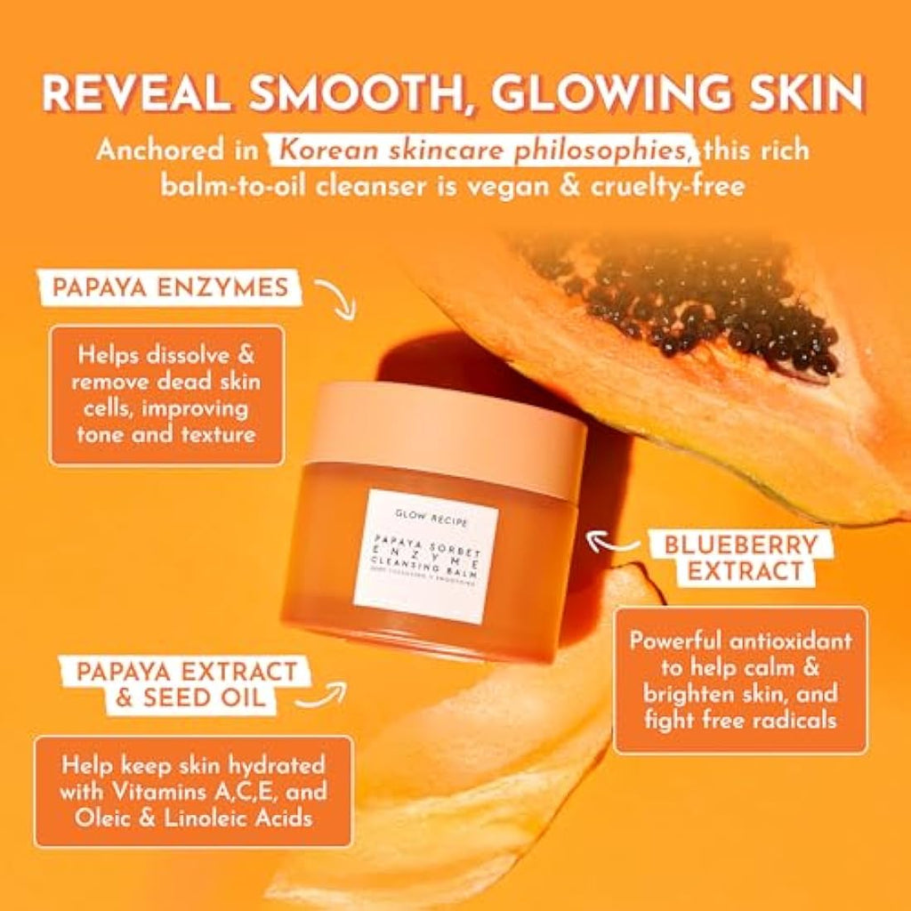 Glow Recipe Papaya Enzyme Cleansing Balm - Hydrating Makeup Remover (3.38oz)