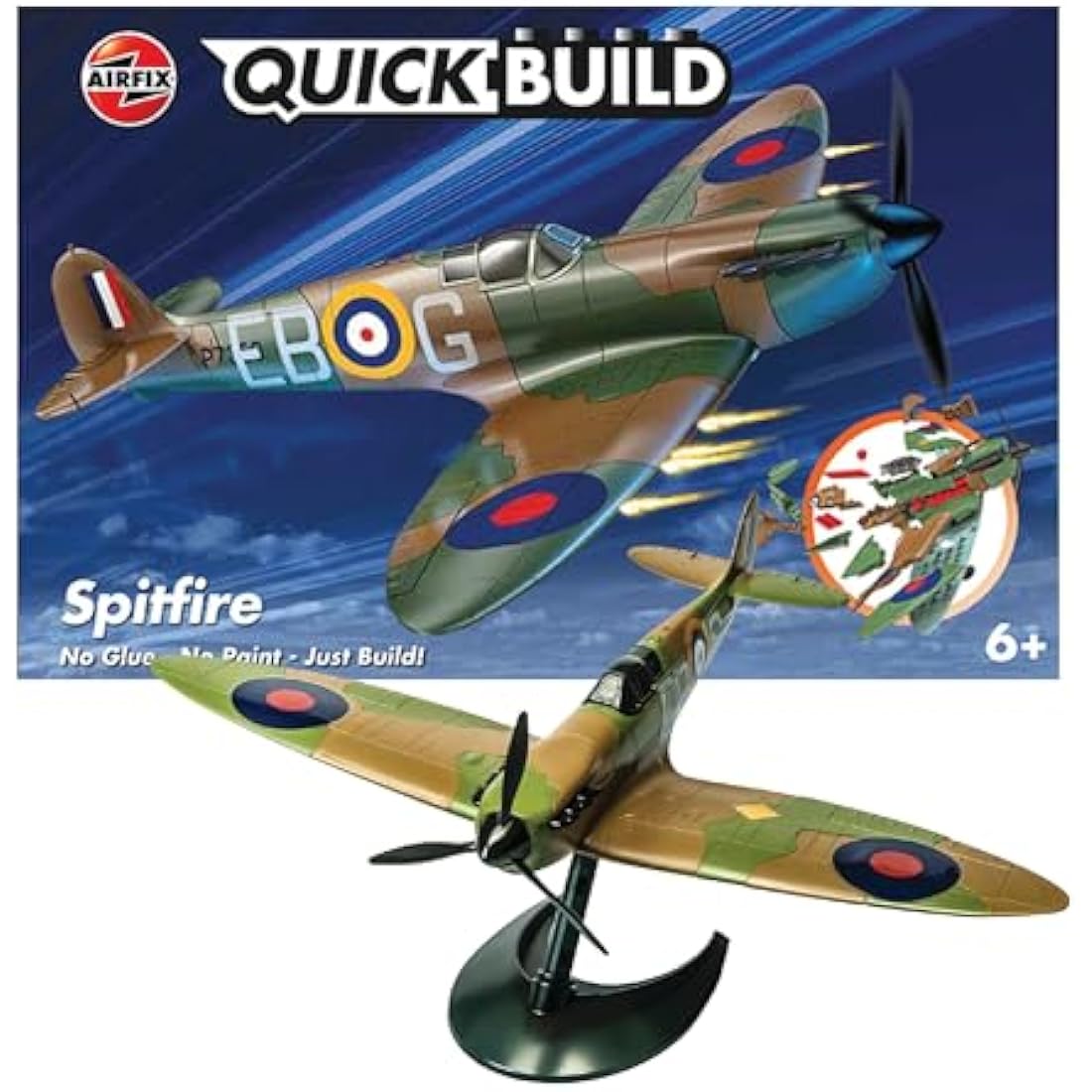 Airfix Quick Build Spitfire Model Kit – Snap-Together Plane Toy for Kids