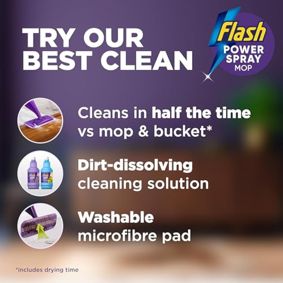 Flash Power Spray Mop Starter Kit - All-In-One Floor Cleaner System