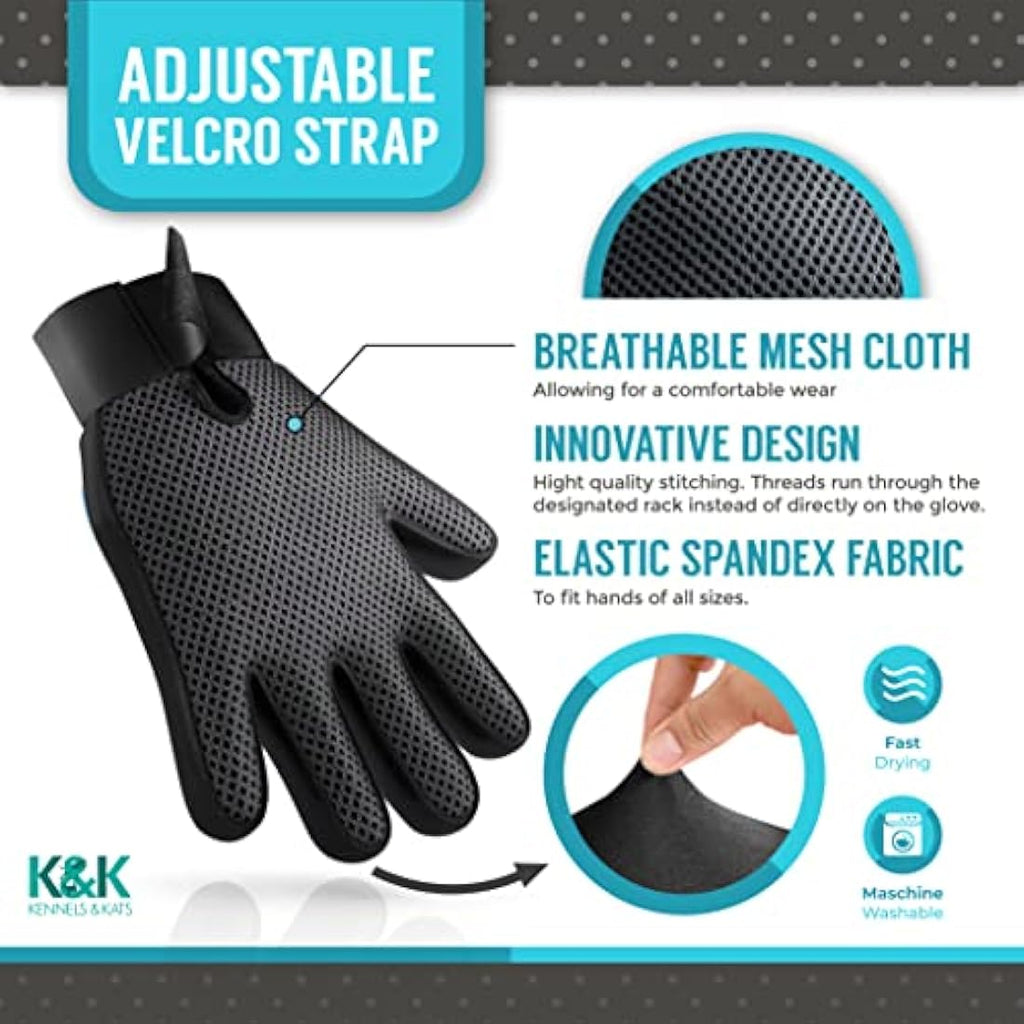 Kennels & Kats Pet Grooming Glove – 260 Silicone Tips De-shedding Mitt