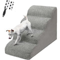 4-Step Foam Dog Stairs for Bed – Non-Slip Pet Ramp, Grey