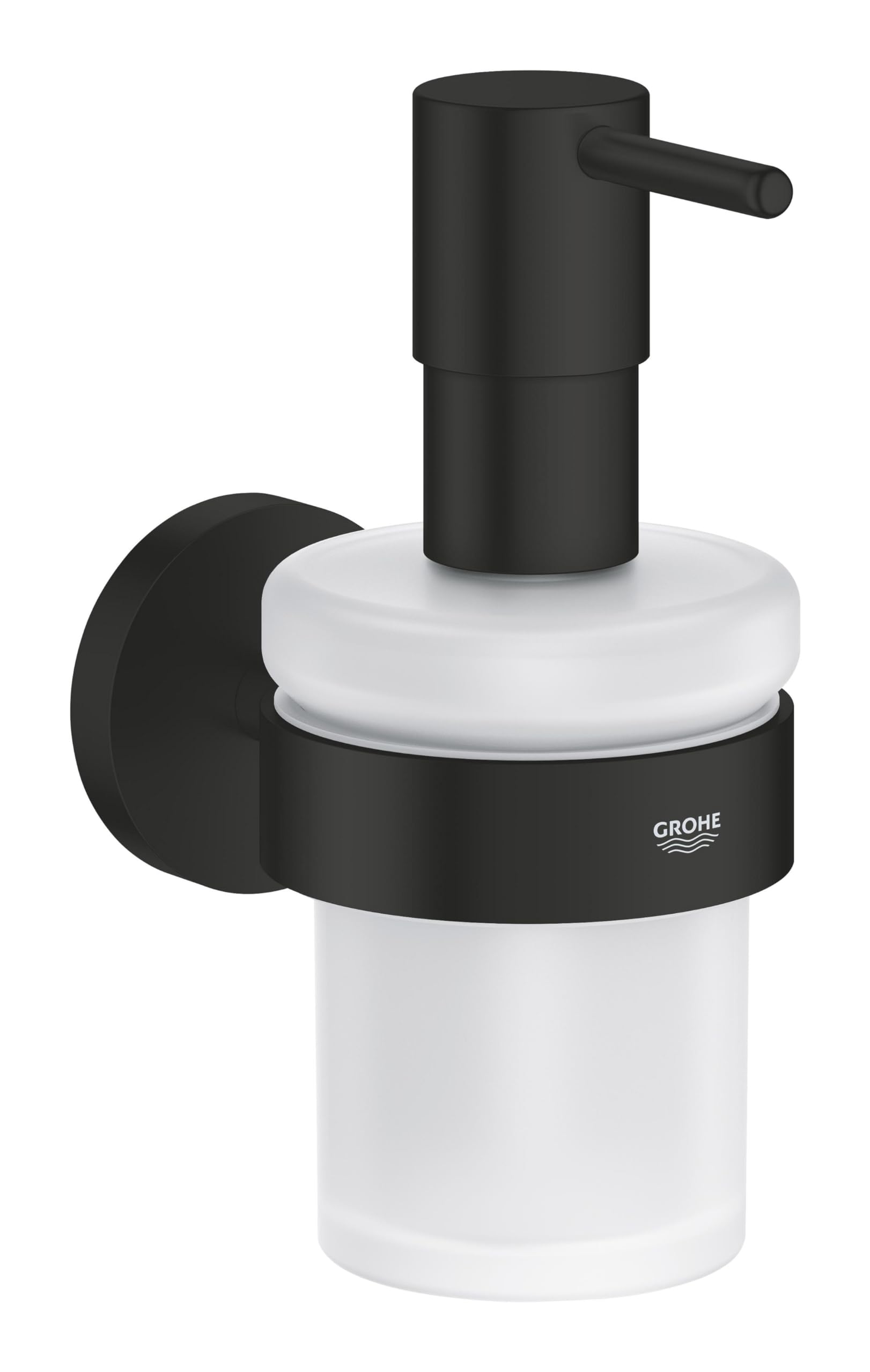 GROHE Start QuickFix Soap Dispenser with Holder - Matt Black Metal & Glass