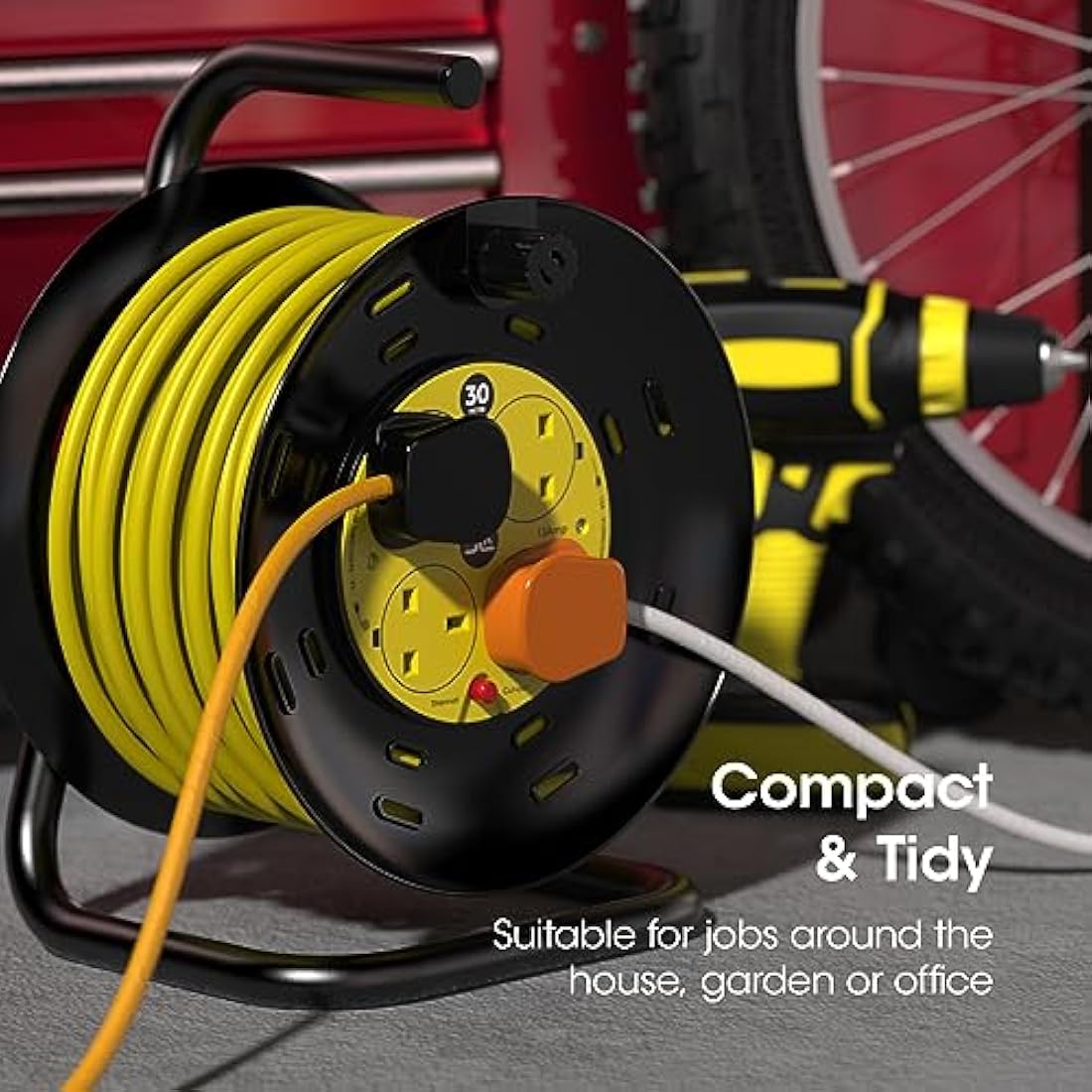SLx 30m Heavy Duty Extension Lead – 4 Socket Cable Reel with Thermal Cut-Out